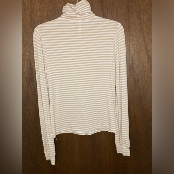 Little Yellow Button Taupe and White turtleneck - Picture 2 of 6